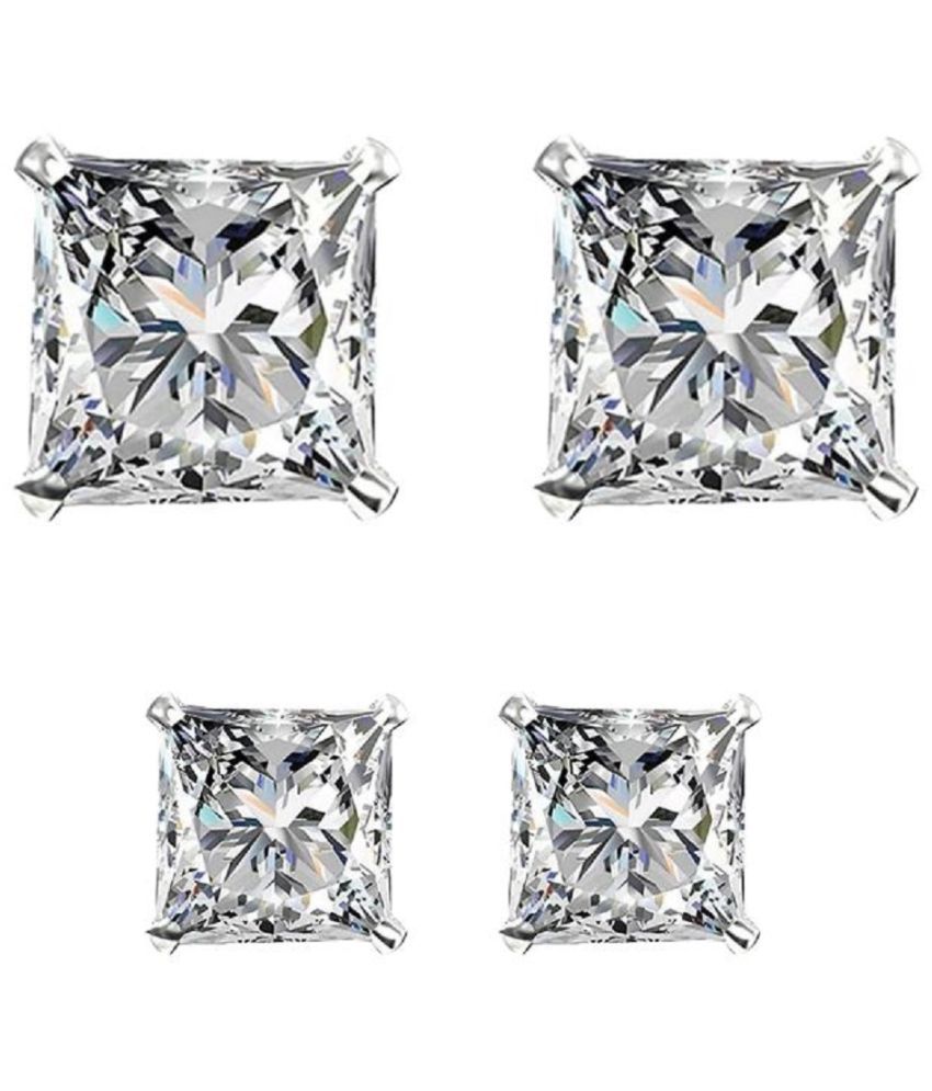     			I Jewels - Silver Stud Earrings ( Pack of 2 )
