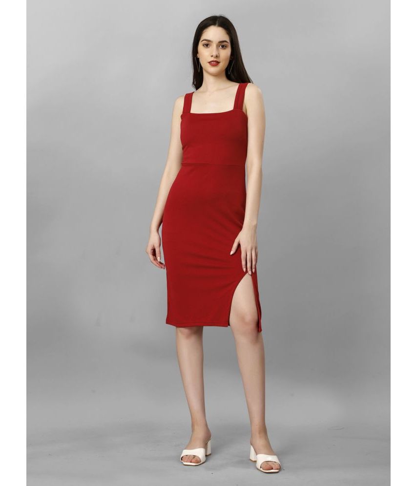     			JULEE - Red Polyester Women's Side Slit Dress ( Pack of 1 )