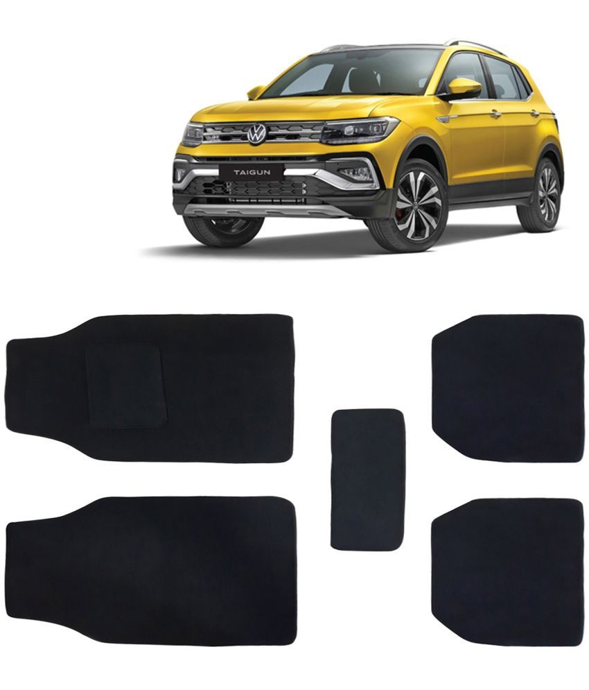     			Kingsway Carpet Style Universal Car Mats for Volkswagen Taigun, 2021 Onwards Model, Black Color Anti Slip Car Floor Foot Mats, Complete Set of 5 Piece, Executive Series