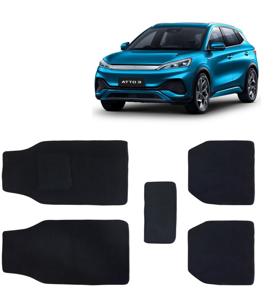     			Kingsway Carpet Style Universal Car Mats for BYD ATTO 3, 2022 Onwards Model, Black Color Anti Slip Car Floor Foot Mats, Complete Set of 5 Piece, Executive Series