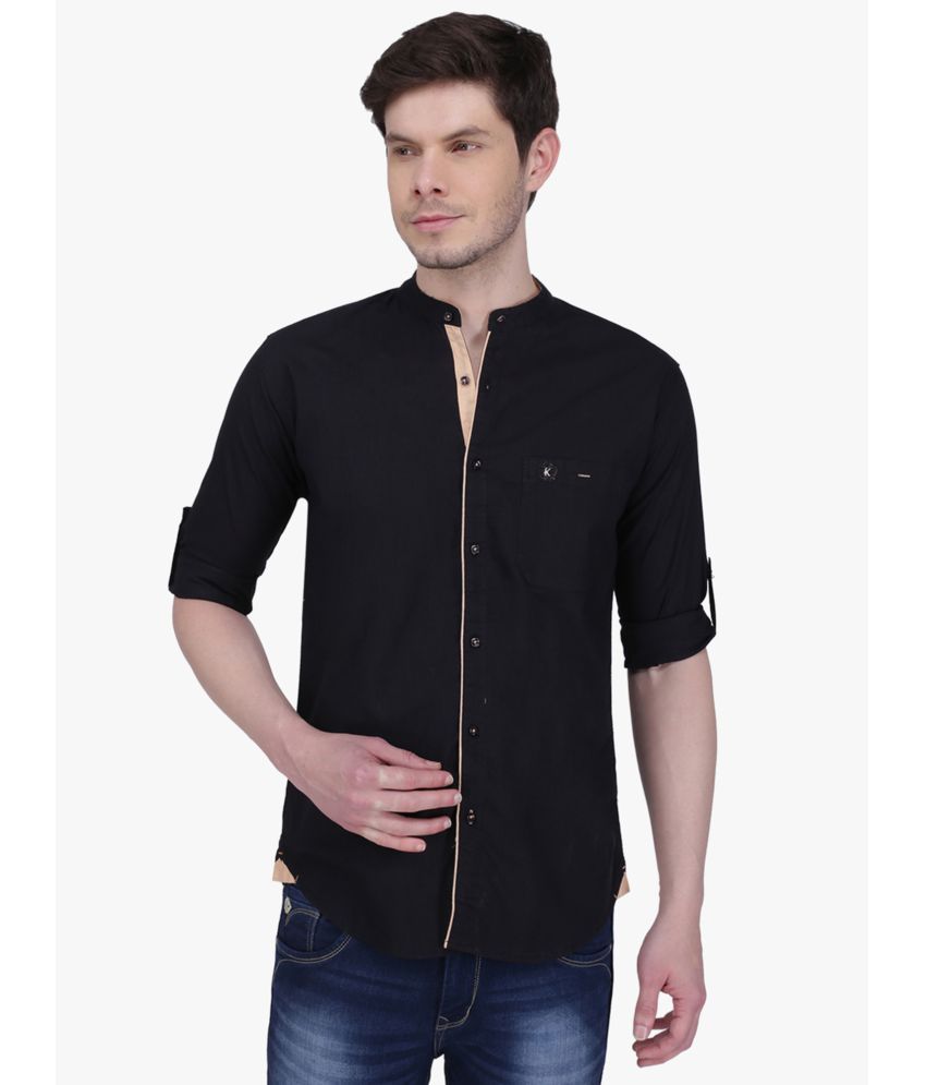     			Kuons Avenue - Black Linen Slim Fit Men's Casual Shirt ( Pack of 1 )