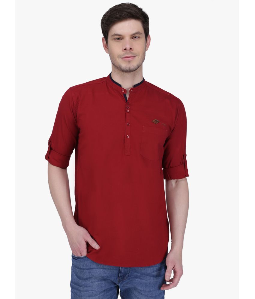     			Kuons Avenue - Maroon Linen Men's Regular Kurta ( Pack of 1 )