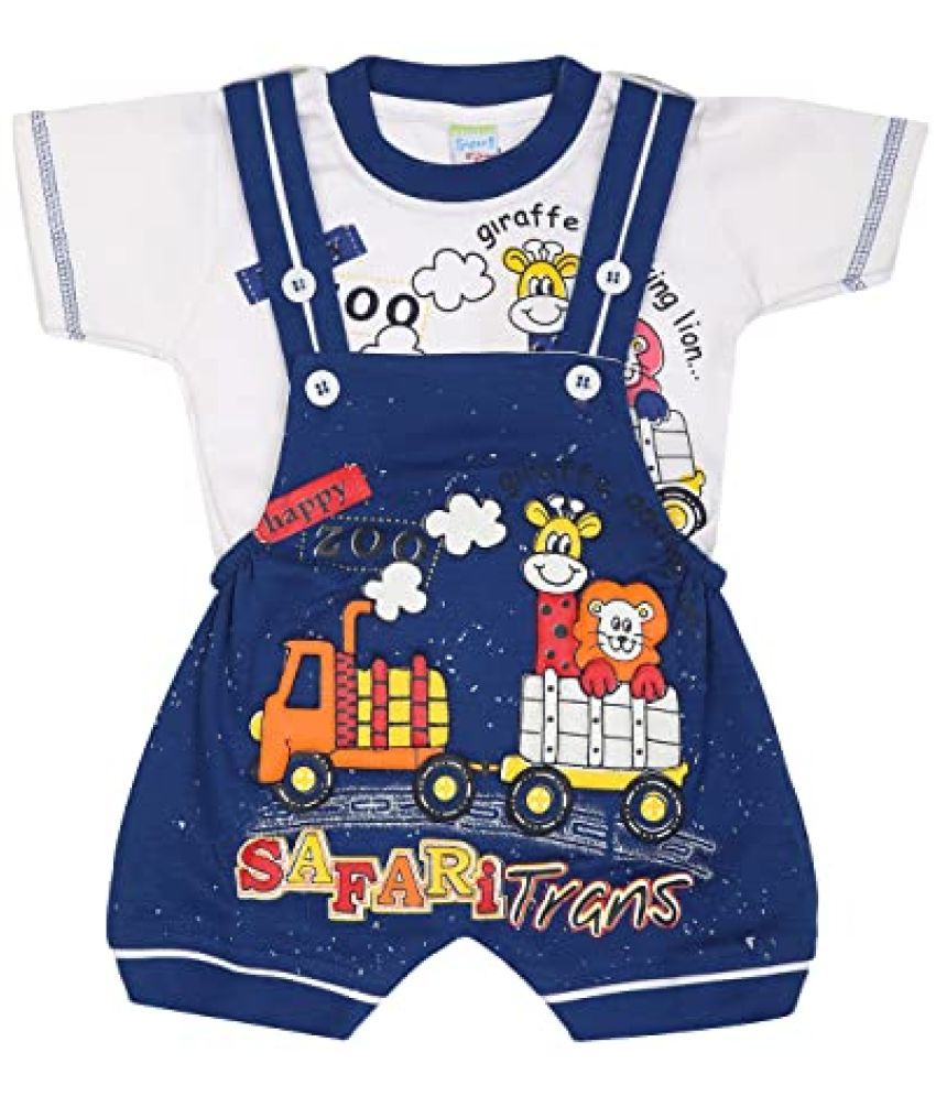     			NammaBaby - White Cotton Unisex Dungaree Sets ( Pack of 1 )