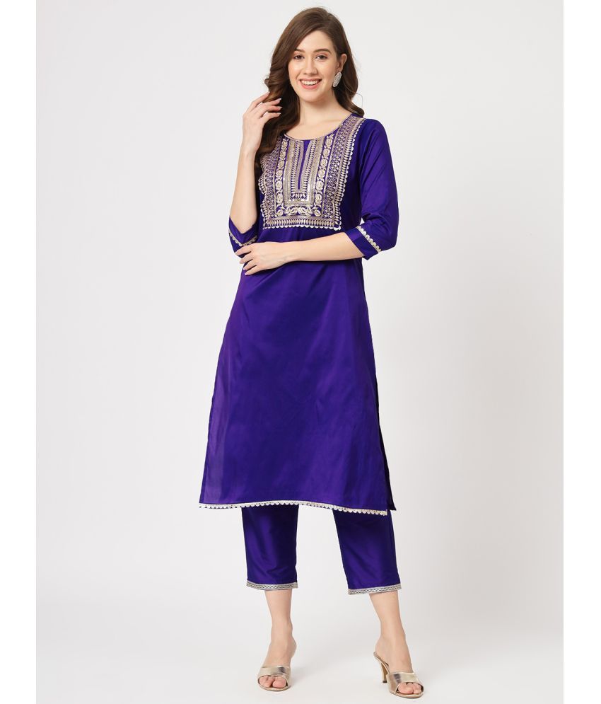     			Pannkh Women's Festive Embroidered Kurta With Matching Pants