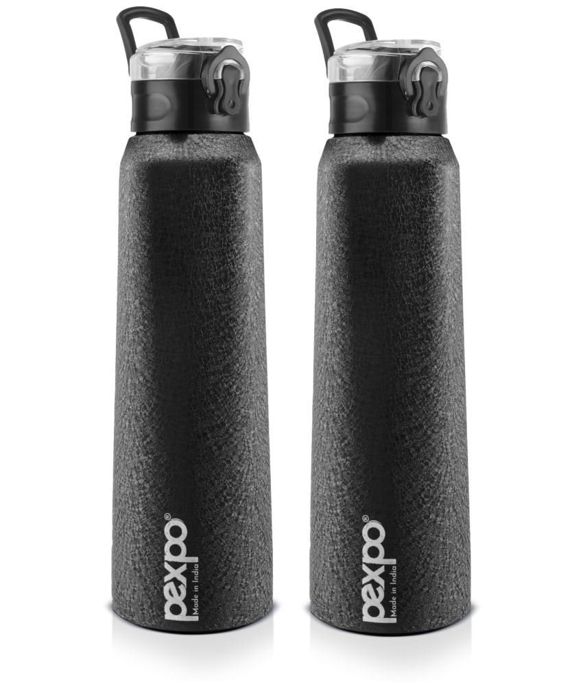     			Pexpo - VERTIGO 1000ml Black Sipper Water Bottle 1000ML mL ( Set of 2 )