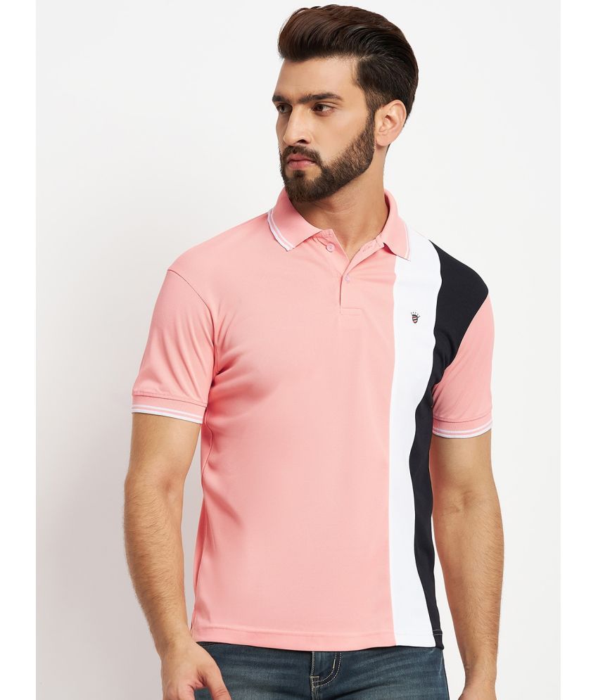     			RELANE Pack of 1 Cotton Blend Regular Fit Colorblock Half Sleeves Men's Polo T Shirt ( Pink )