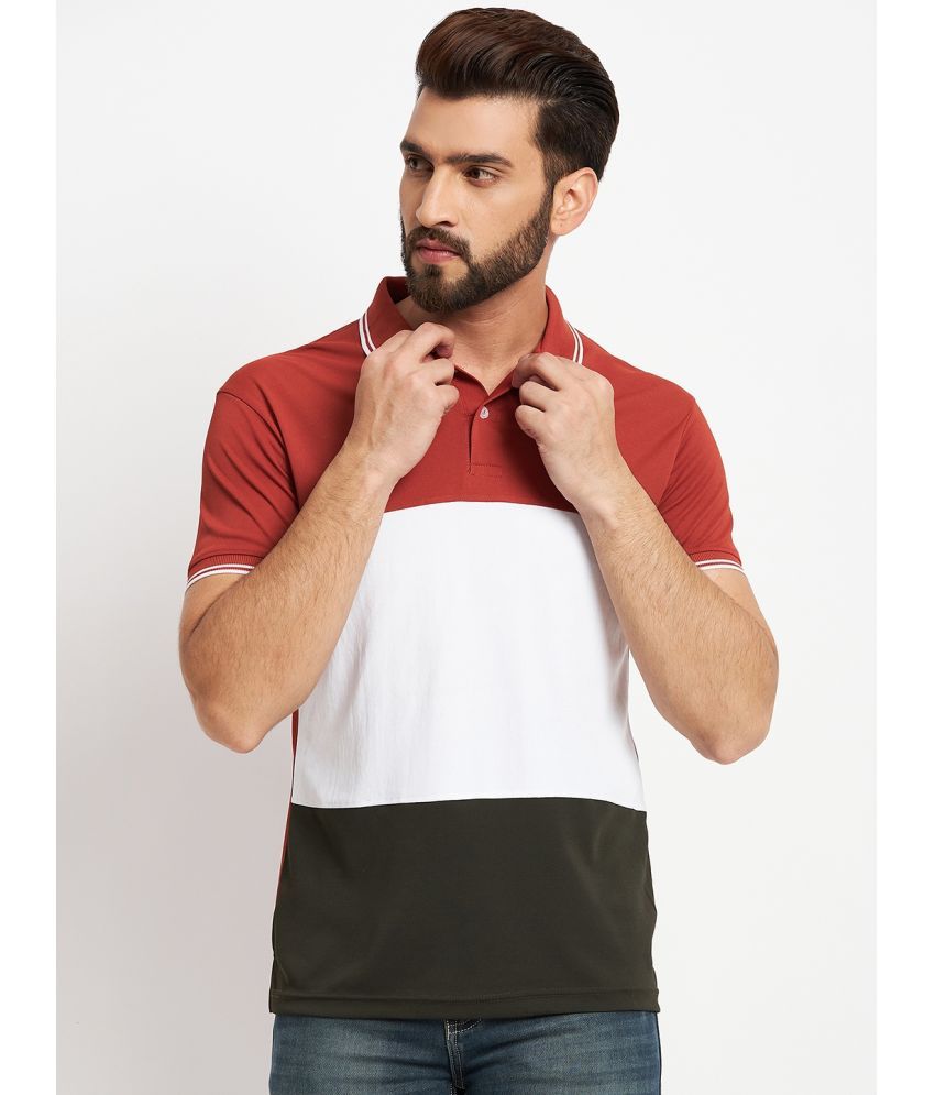     			RELANE Pack of 1 Cotton Blend Regular Fit Colorblock Half Sleeves Men's Polo T Shirt ( Red )