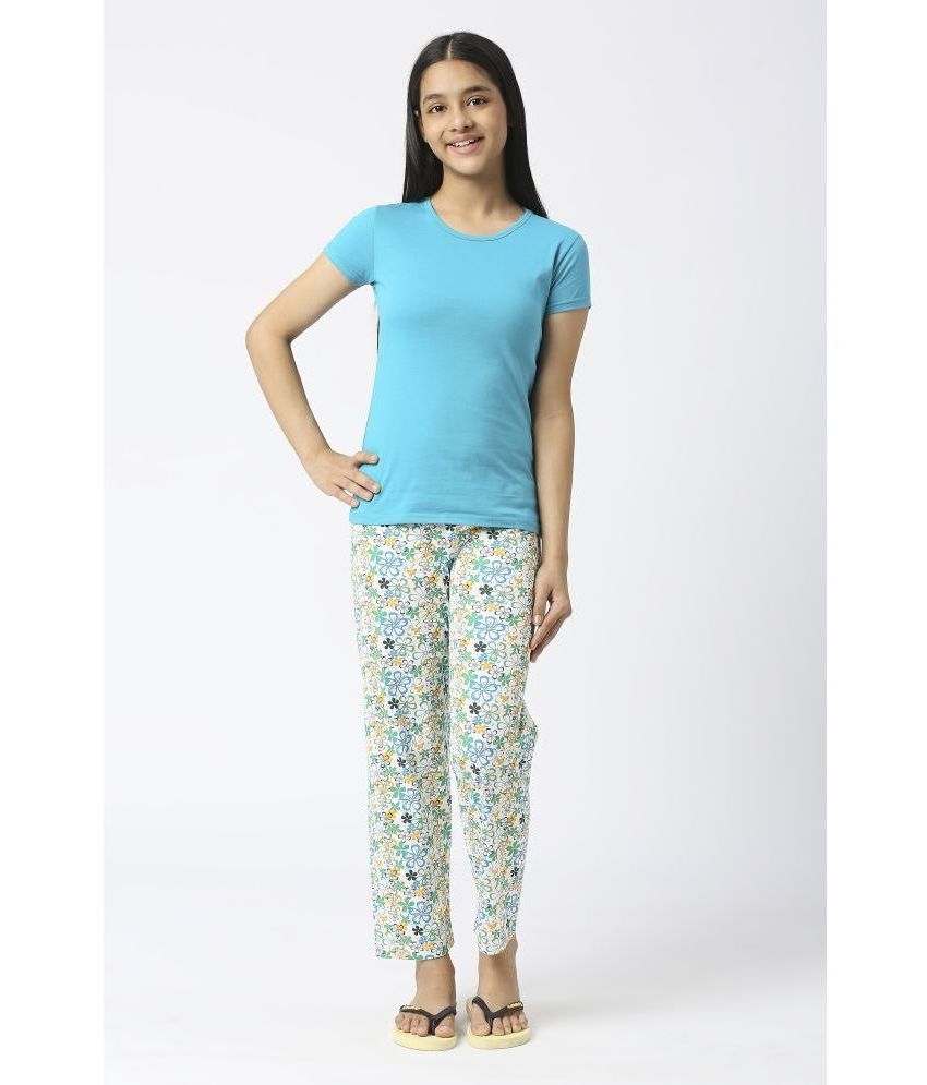     			Sini Mini - Turquoise Cotton Girls Top With Pajama ( Pack of 1 )