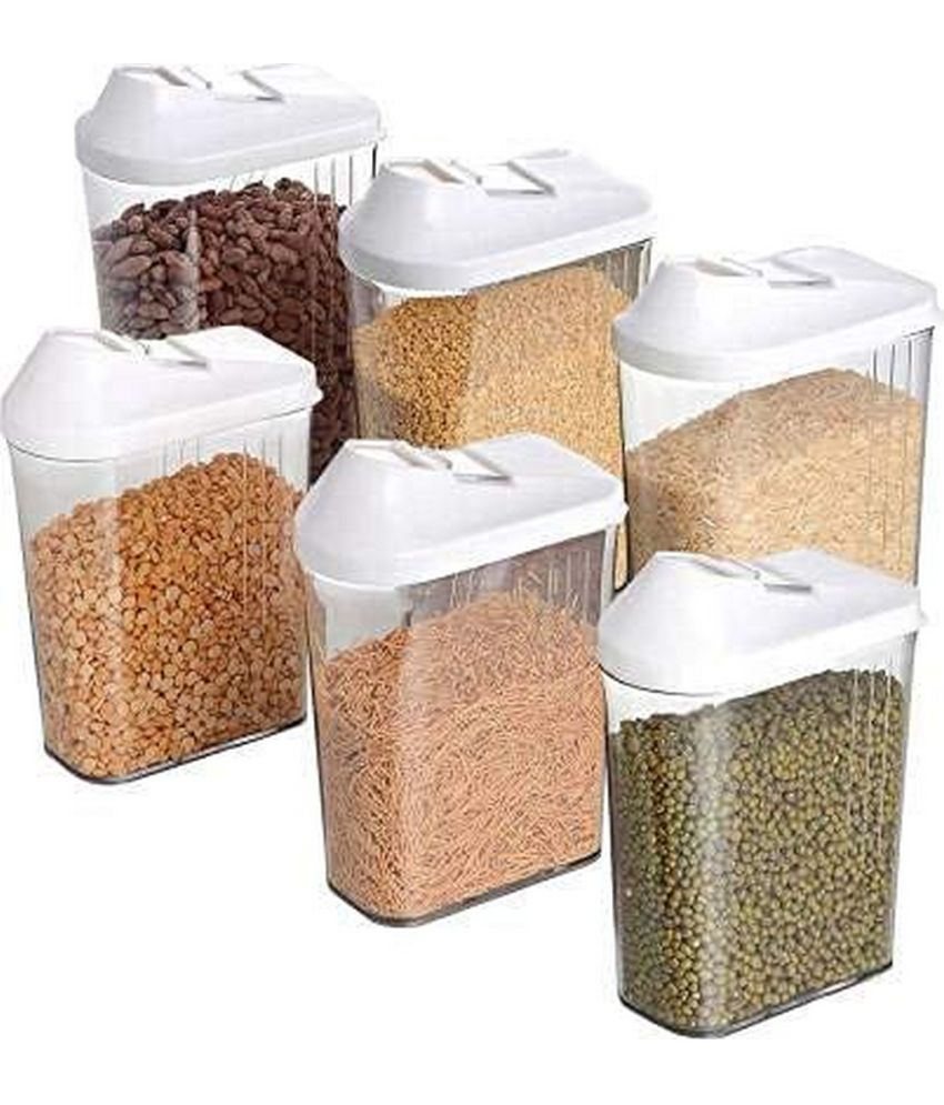     			TINUMS - Easy Flow 750ml Plastic White Dal Container ( Set of 6 )