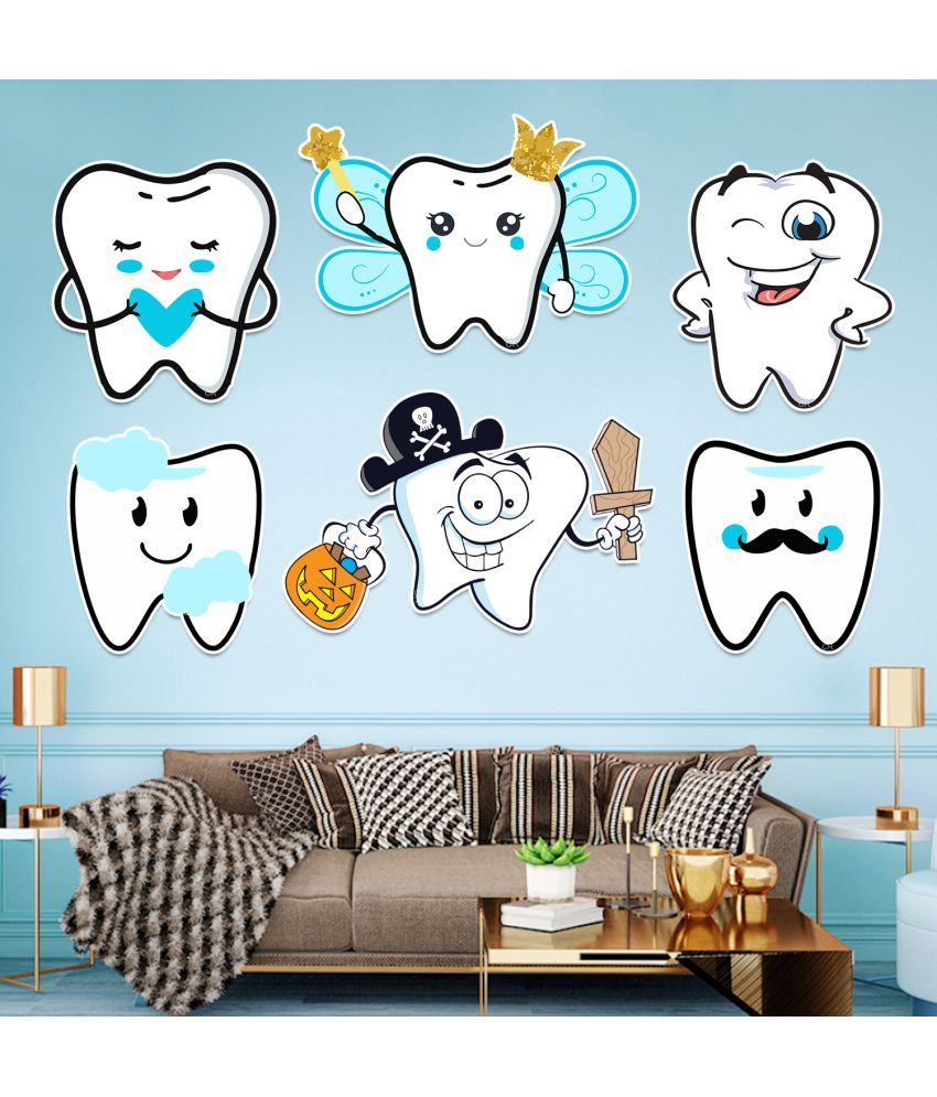     			Zyozi 6 pcs I Got My First Tooth Cardstock Cutout with 1 pc Gluedot, First Tooth Decoration Items for Baby, 1st Teeth Decoration Items,Rice Ceremony Cardstock/Rice Ceremony Decoration Kit (Blue)