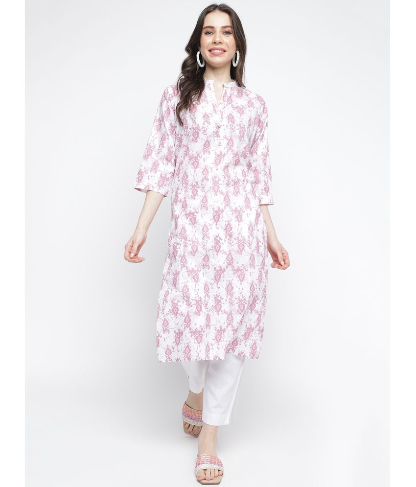     			Anaiah - White Cotton Women's Straight Kurti ( Pack of 1 )