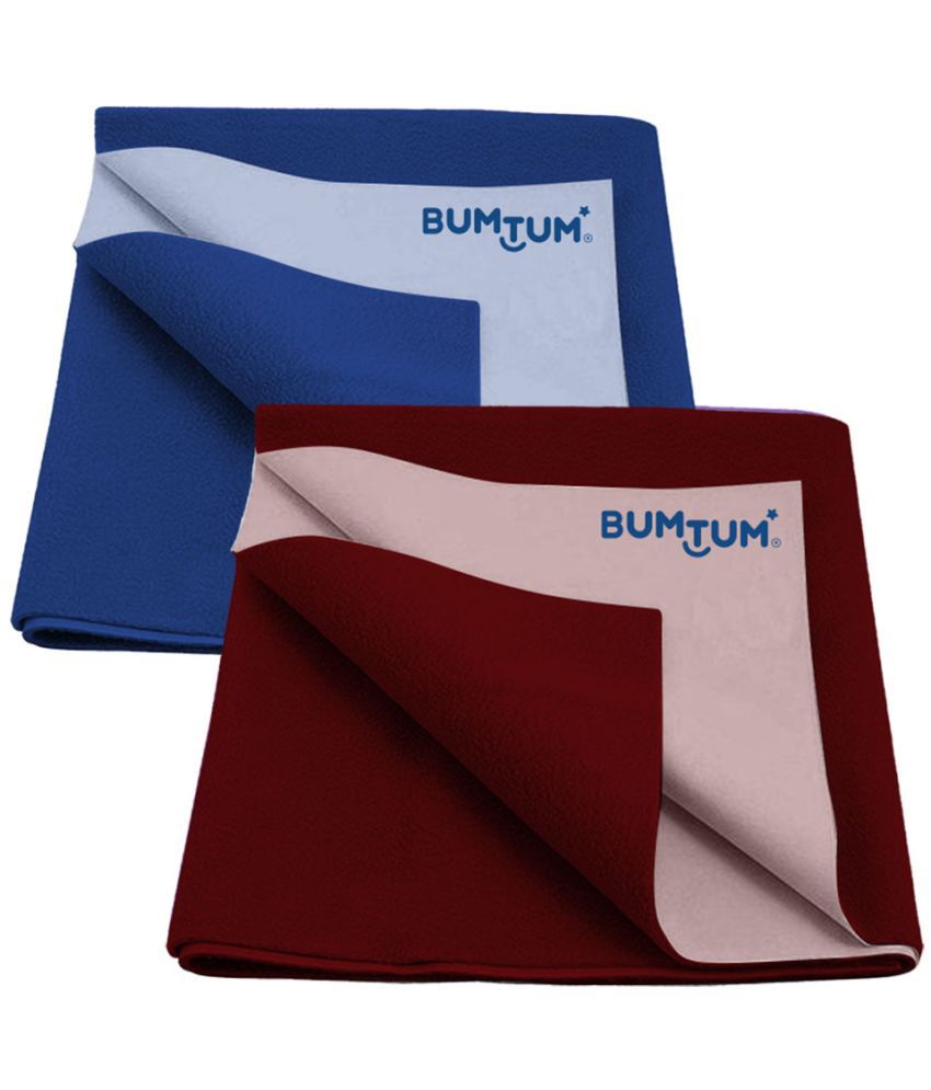     			BUMTUM - Multi-Colour Poly Fiber Bed Protector Sheet ( Pack of 2 )