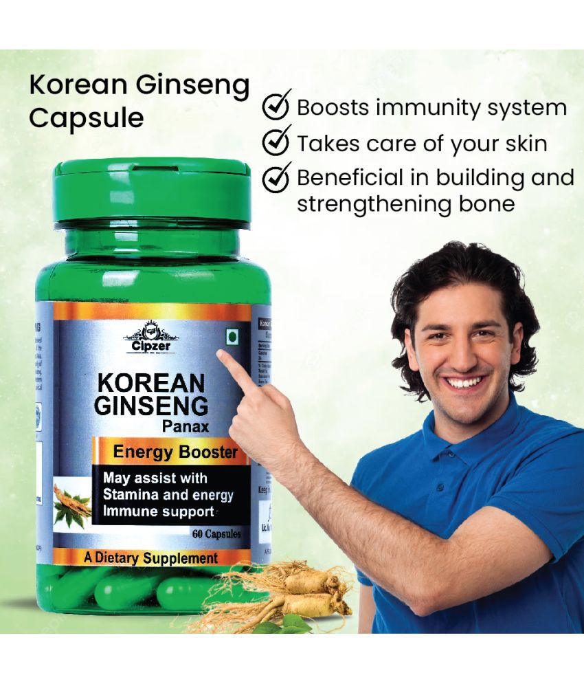     			Cipzer Korean Ginseng, Help in Energy and Stamina & Supports Brain Function, 60Caps 500mg
