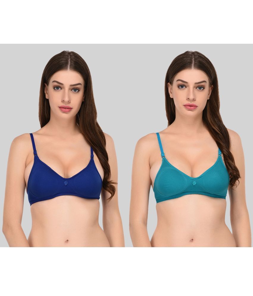     			Elina - Multicolor Cotton Non Padded Women's Everyday Bra ( Pack of 2 )