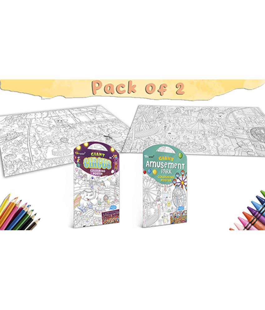     			GIANT CIRCUS COLOURING POSTER and GIANT AMUSEMENT PARK COLOURING POSTER | Gift Pack of 2 Posters I Coloring Posters Multipack