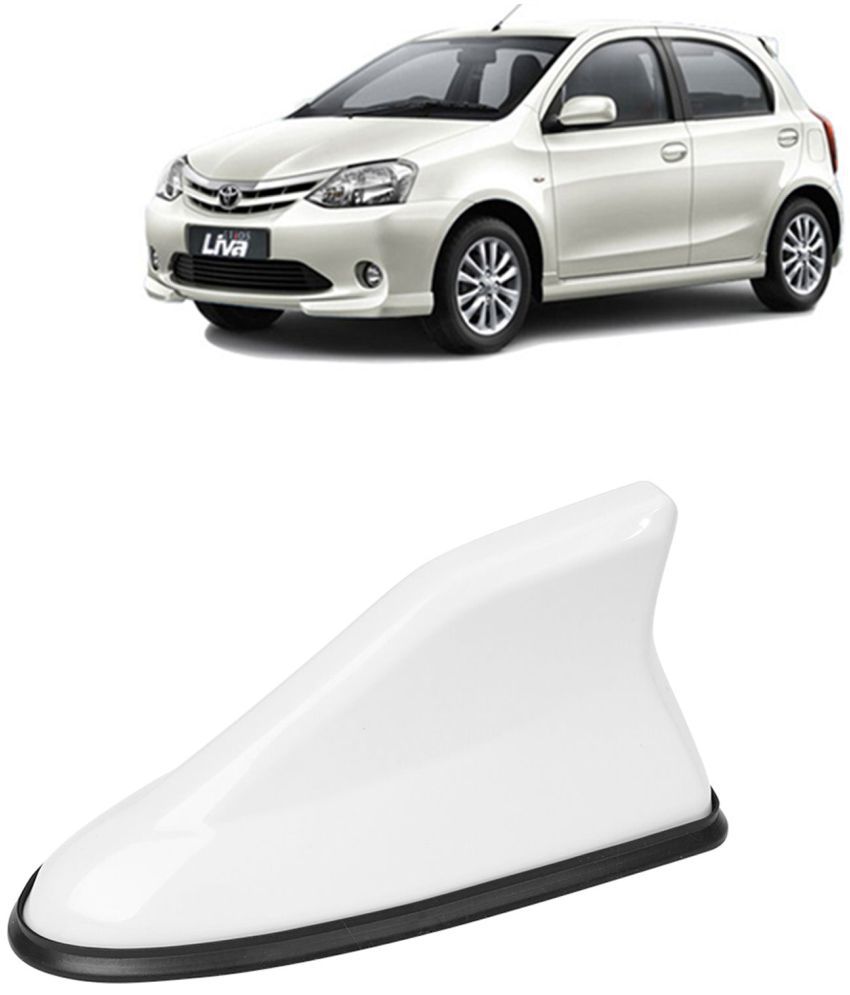     			Kingsway Shark Fin Antenna Roof Aerial Base AM FM Redio Signal, Replace Existing Car Antenna, Waterproof Rubber Ring with ABS Body, Universal Fit for Toyota Etios Liva 2010 Onwards, 1 Piece - White