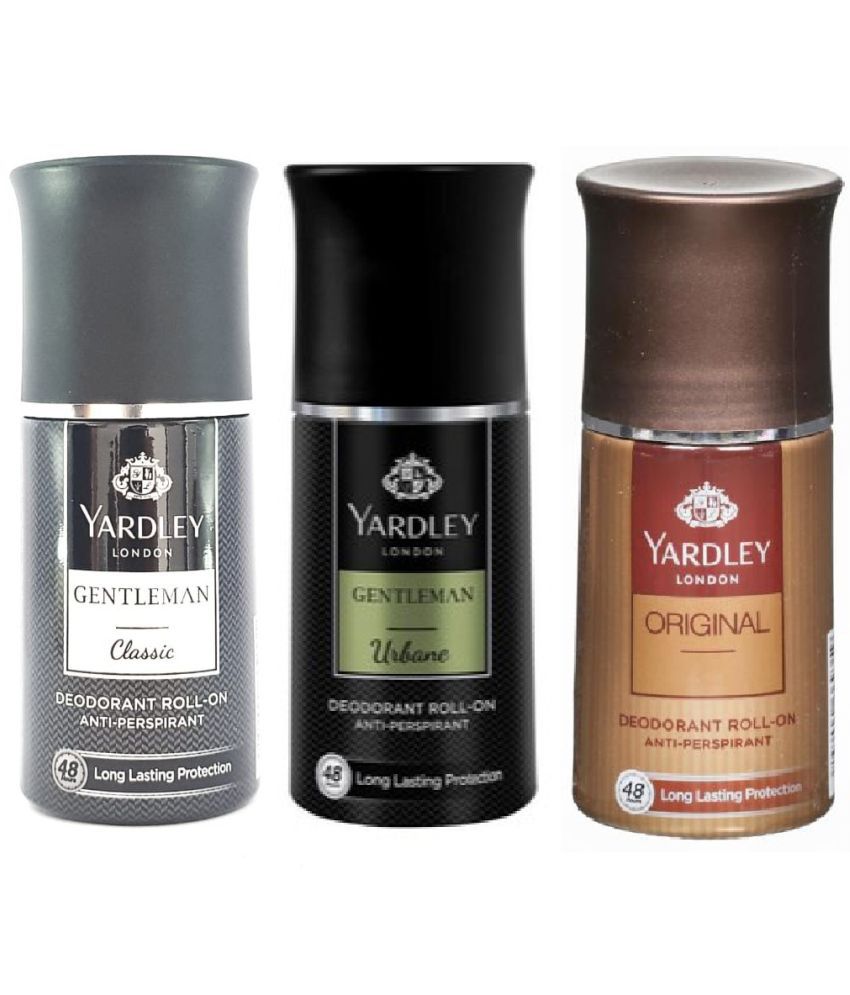     			Yardley London - CLASSIC ,URBAN &ORIGNAL Deodorant Roll-ons for Men,Women 150 ml ( Pack of 3 )