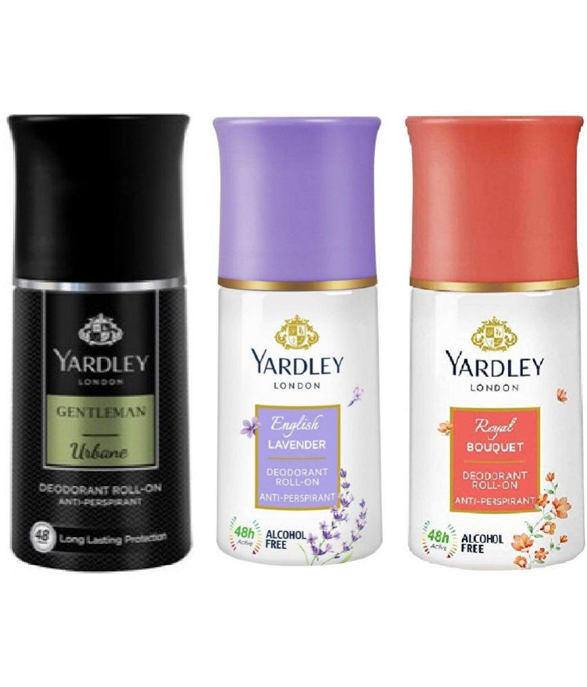     			Yardley London - URBAN ,ENGLISH LAENDER ,ROYAL BOUQUTE Deodorant Roll-ons for Men,Women 150 ml ( Pack of 3 )