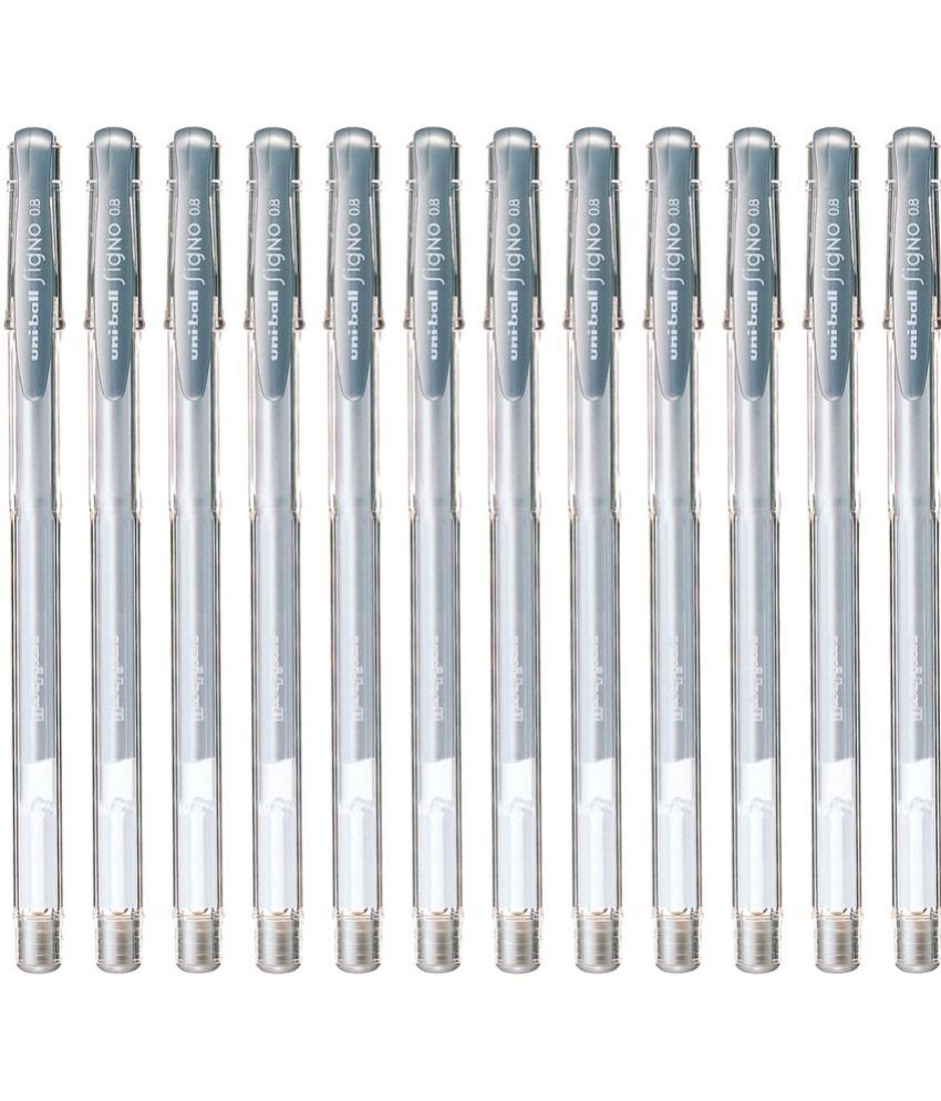     			uni-ball SIGNO UM-100 Gel Pen (Silver Ink, Pack of 12)