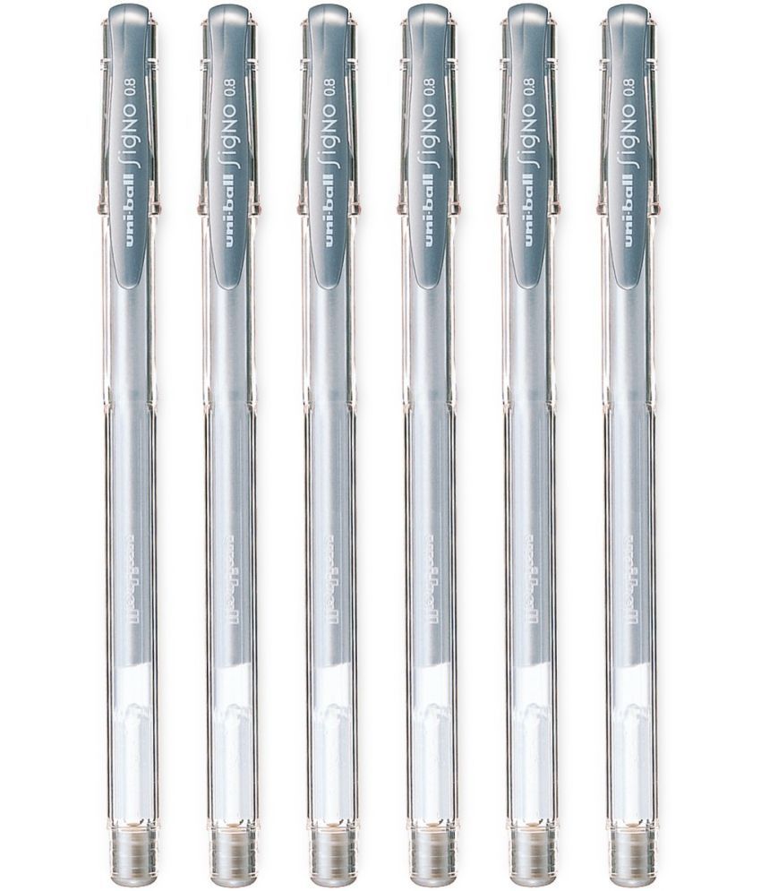     			uni-ball SIGNO UM-100 Gel Pen (Silver Ink, Pack of 6)