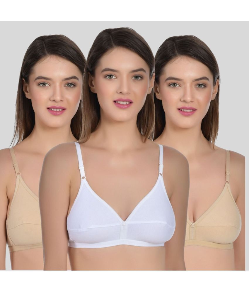     			AIMLY Pack of 3 Cotton Non Padded Women's Everyday Bra ( Beige )