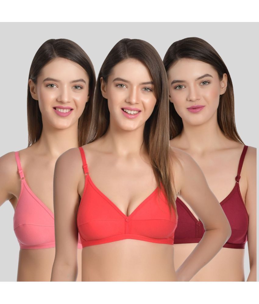     			AIMLY Pack of 3 Cotton Non Padded Women's T-Shirt Bra ( Maroon )