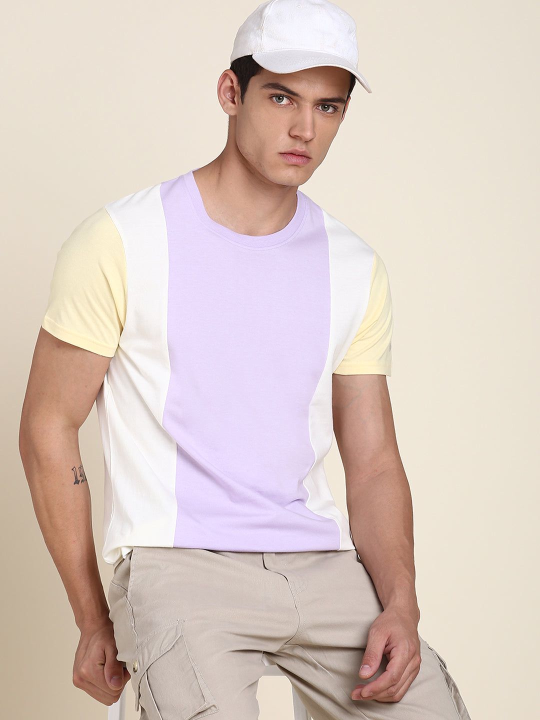    			Dennis Lingo - Lavender Cotton Blend Slim Fit Men's T-Shirt ( Pack of 1 )