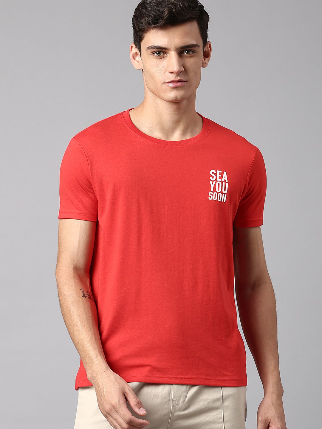     			Dennis Lingo - Red Cotton Blend Slim Fit Men's T-Shirt ( Pack of 1 )