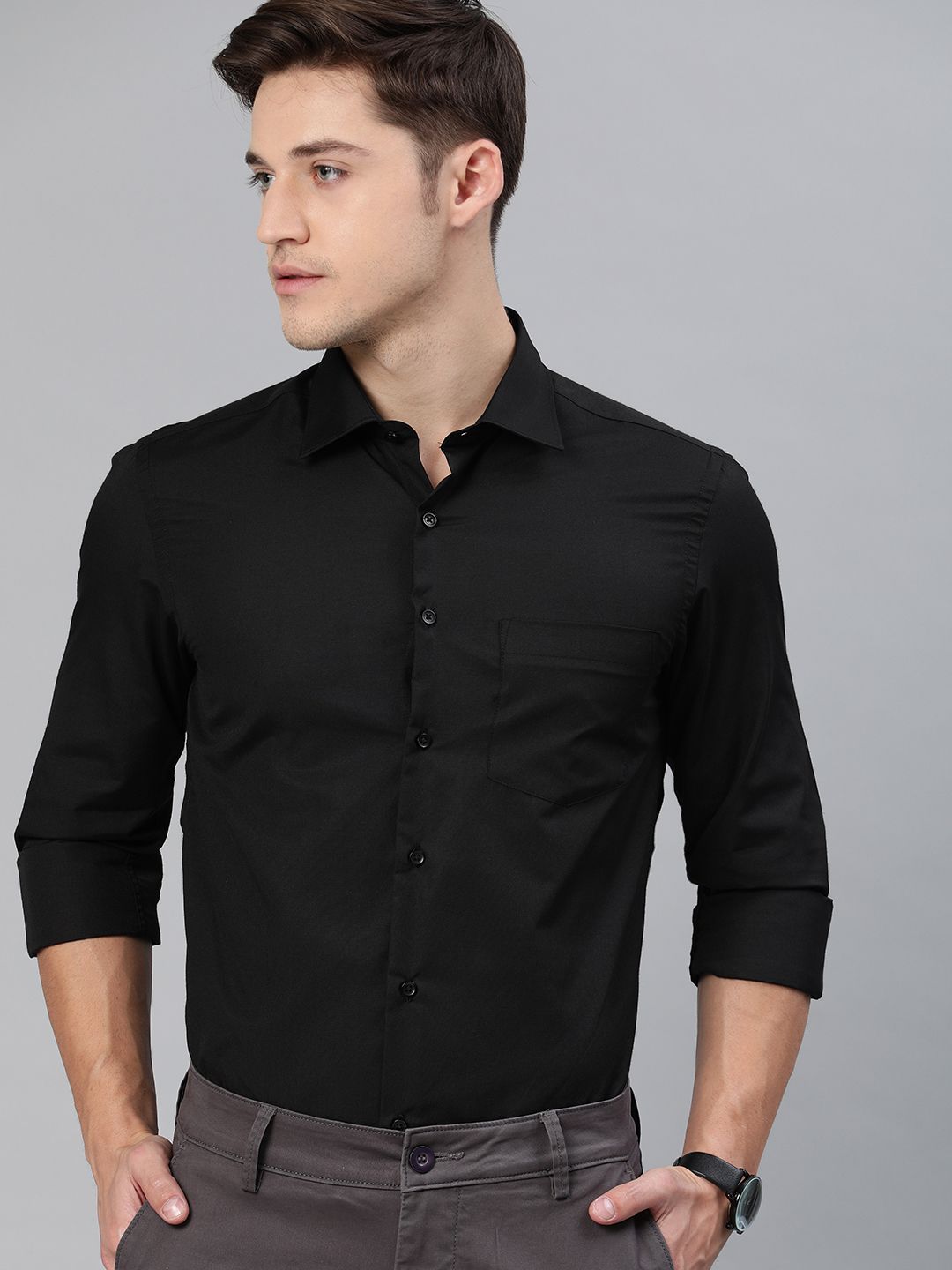 IVOC - Black Cotton Blend Slim Fit Men's Casual Shirt ( Pack of 1 )