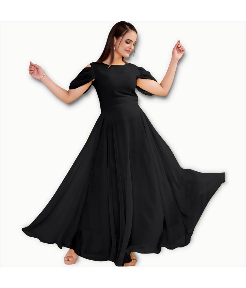     			JASH CREATION - Black Georgette Women's Gown ( Pack of 1 )