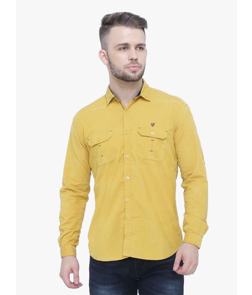     			Kuons Avenue - Yellow Corduroy Slim Fit Men's Casual Shirt ( Pack of 1 )