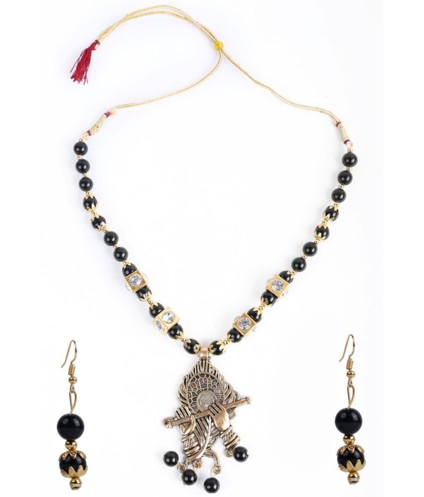     			PUJVI - Black Alloy Necklace Set ( Pack of 1 )