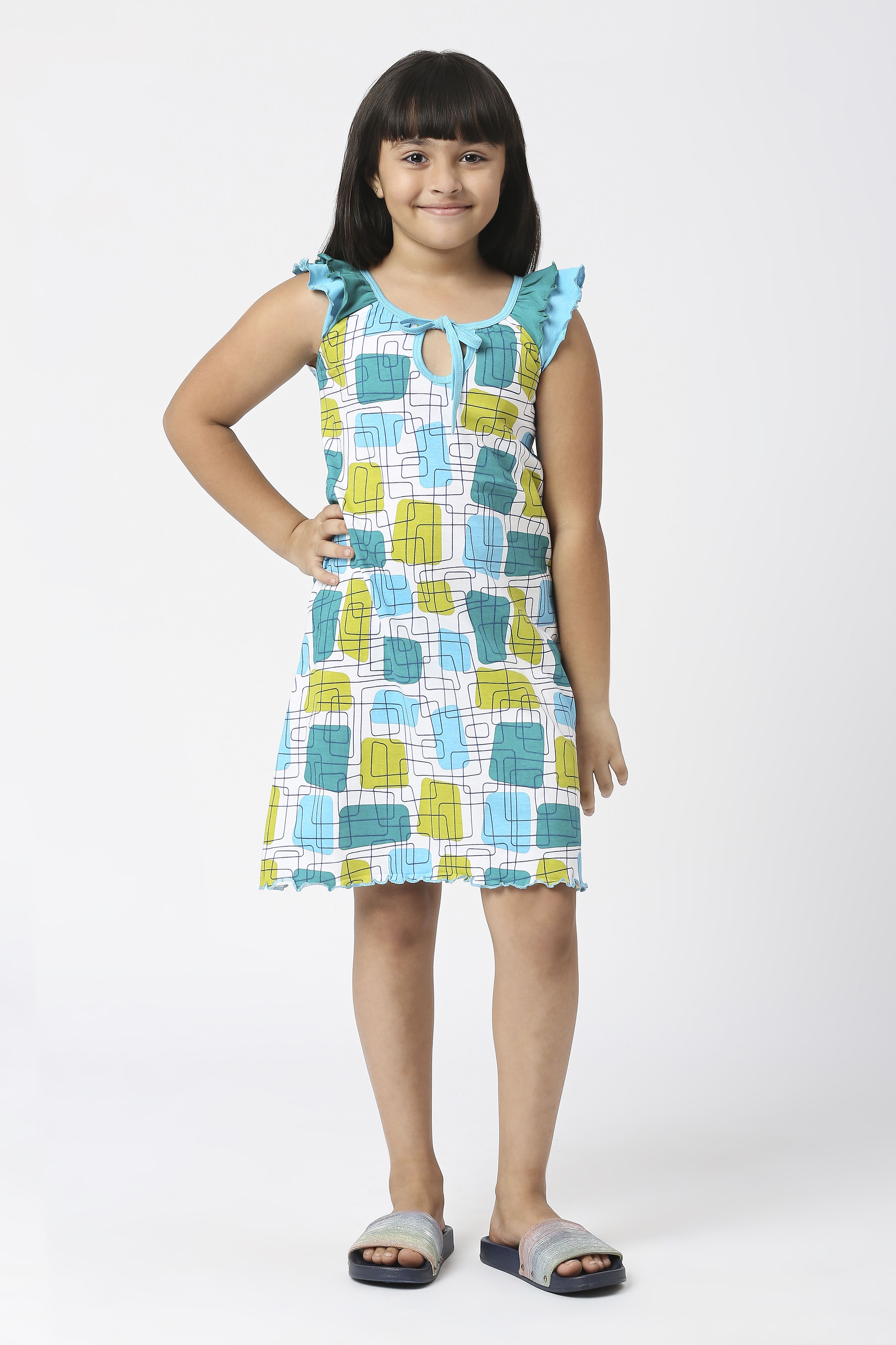     			Sini Mini - Multicolor Cotton Girls A-line Dress ( Pack of 1 )