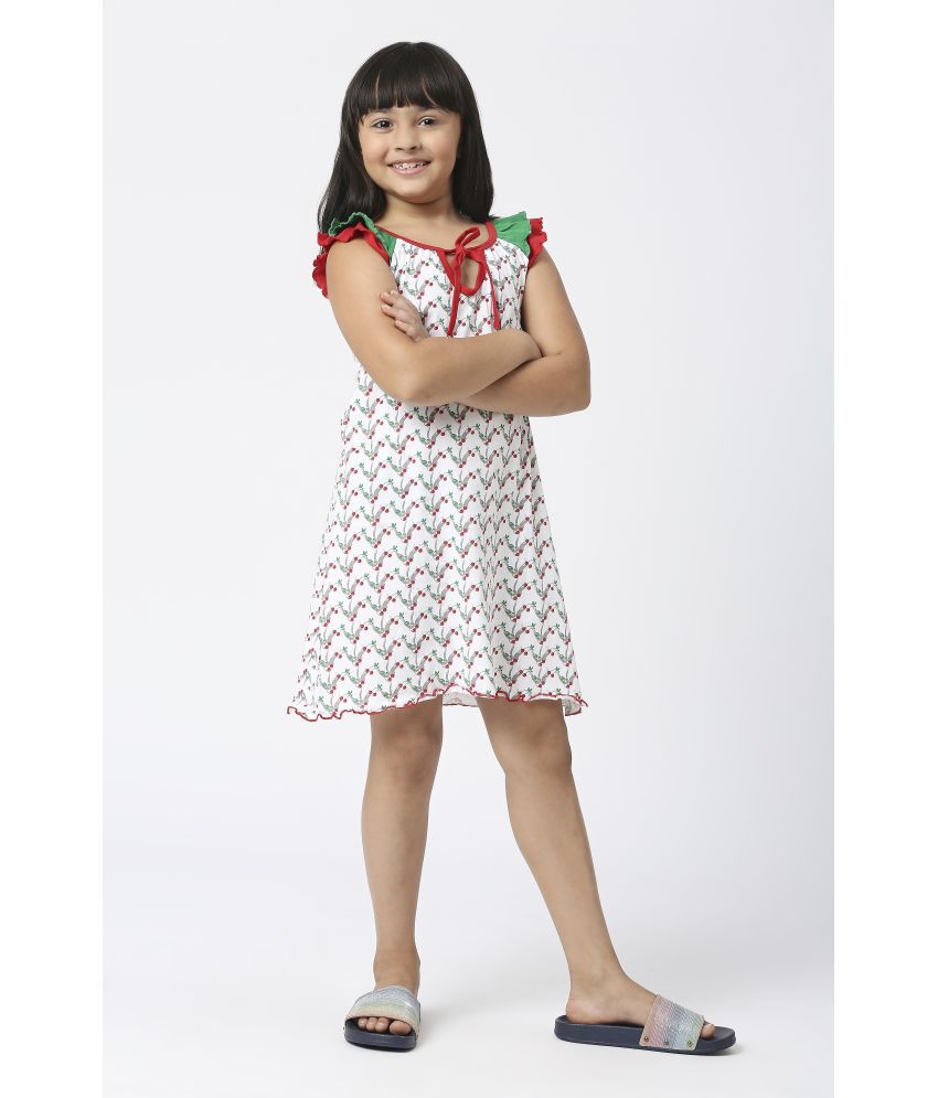     			Sini Mini - Red Cotton Girls Frock ( Pack of 1 )