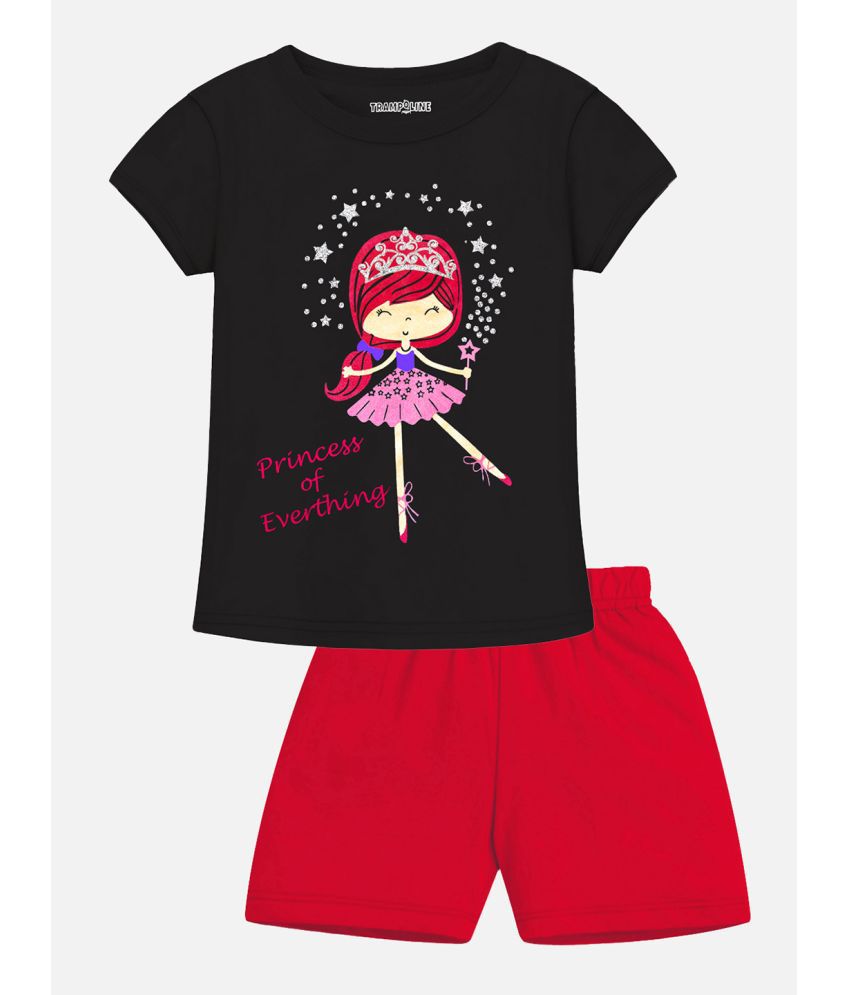     			Trampoline - Black & Red Cotton Blend Girls Top With Shorts ( Pack of 1 )
