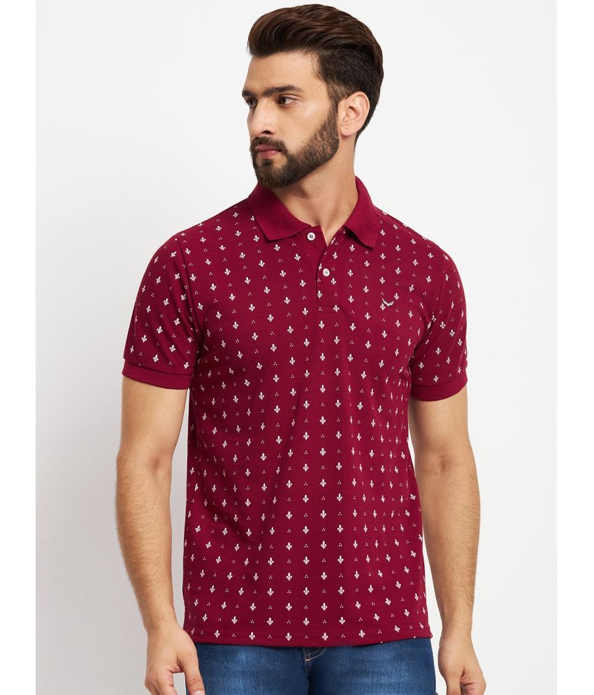     			VERO AMORE Pack of 1 Cotton Blend Regular Fit Printed Half Sleeves Men's Polo T Shirt ( Maroon )