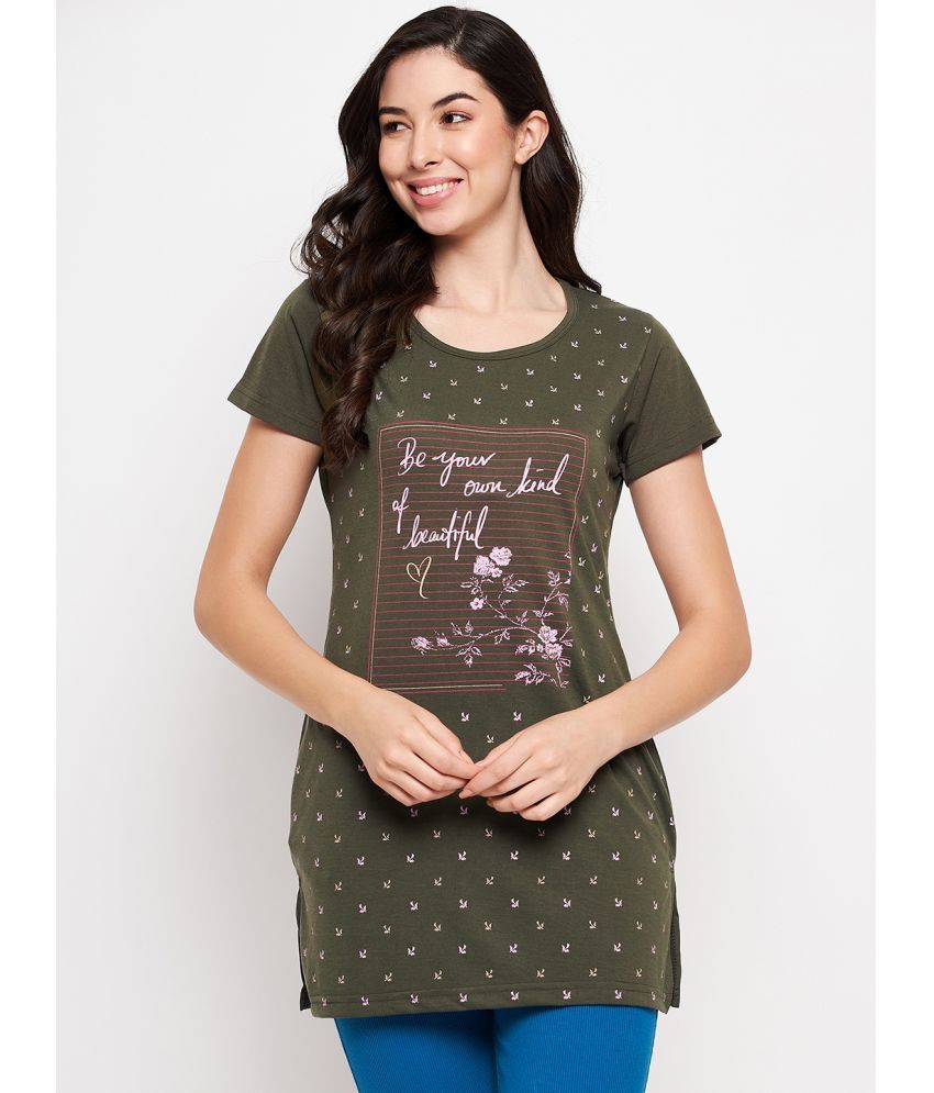     			VERO AMORE - Olive Cotton Blend Regular Fit Women's T-Shirt ( Pack of 1 )