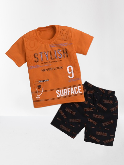     			DKGF Fashion - Orange Cotton Baby Boy T-Shirt & Shorts ( Pack of 1 )