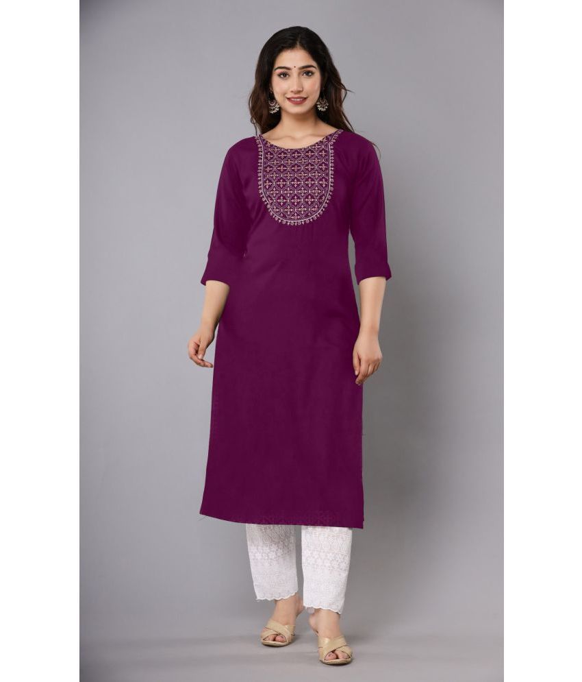     			Femvy - Magenta Rayon Women's Straight Kurti ( Pack of 1 )