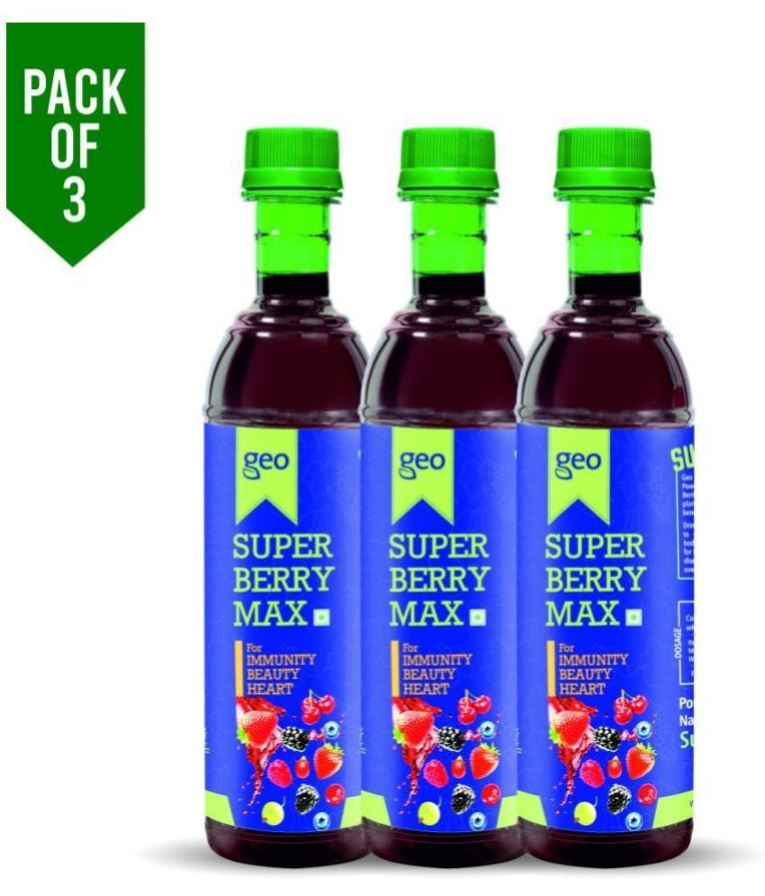     			Geo Super Berry Max Juice Concentrate w/Antioxidant Property, Boost Immune, Protect From FREE Radicals, Contains 14 Berries, Aloe Vera & Honey for Healthy Heart, Digestion, Weight Management - 500ml ( Pack of 3 )