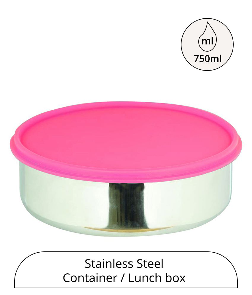     			HOMETALES Stainless Steel Multi-Purpose Round Food Container 750ml, Pink (1U)