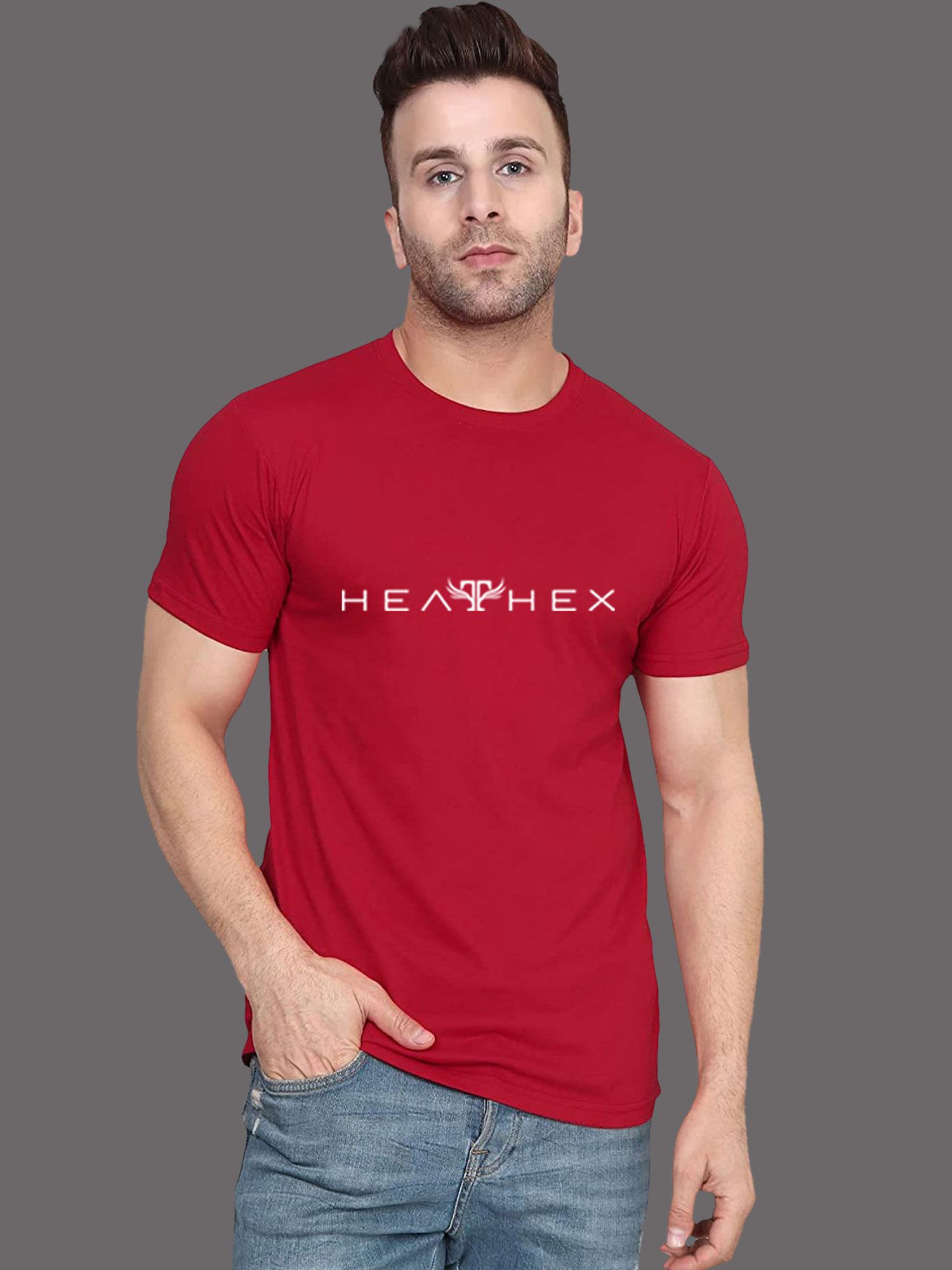     			Heathex - Maroon Cotton Blend Regular Fit Men's T-Shirt ( Pack of 1 )