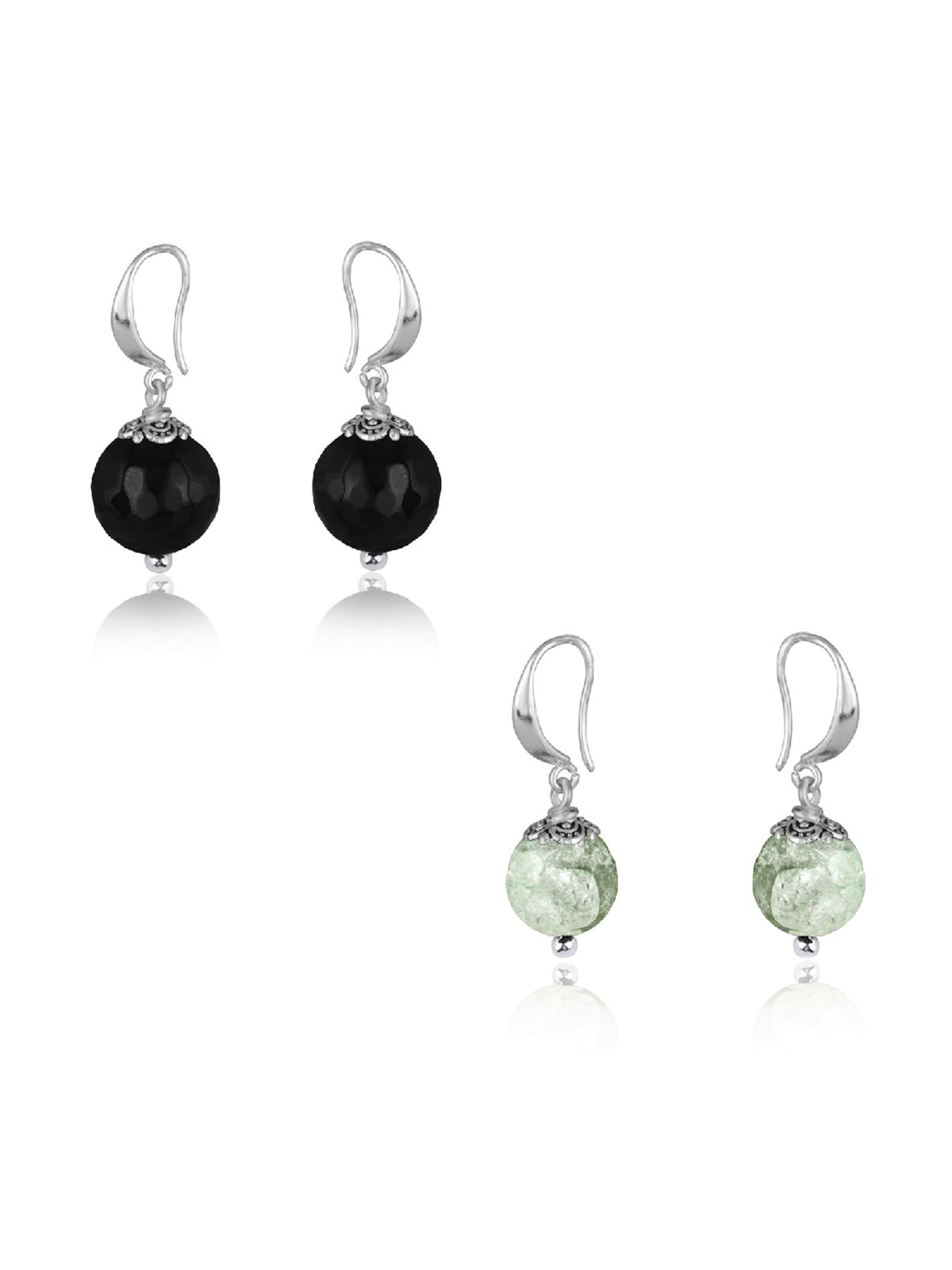     			JFL - Jewellery For Less - Green Danglers Earrings ( Pack of 2 )
