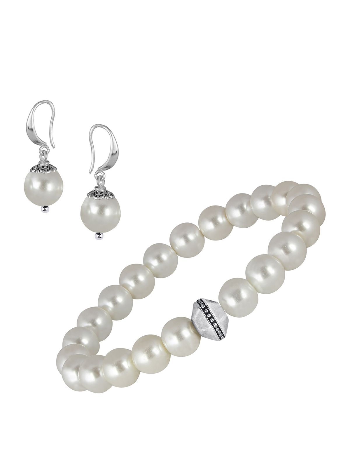     			JFL - Jewellery For Less - White Bracelet ( Pack of 2 )