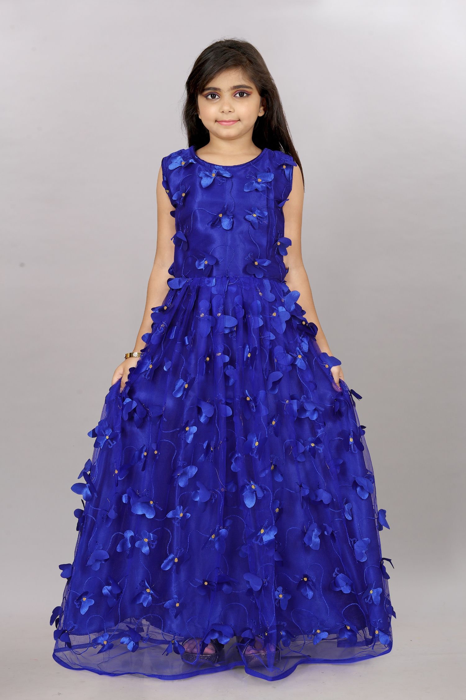     			JULEE - Blue Net Girls Gown ( Pack of 1 )