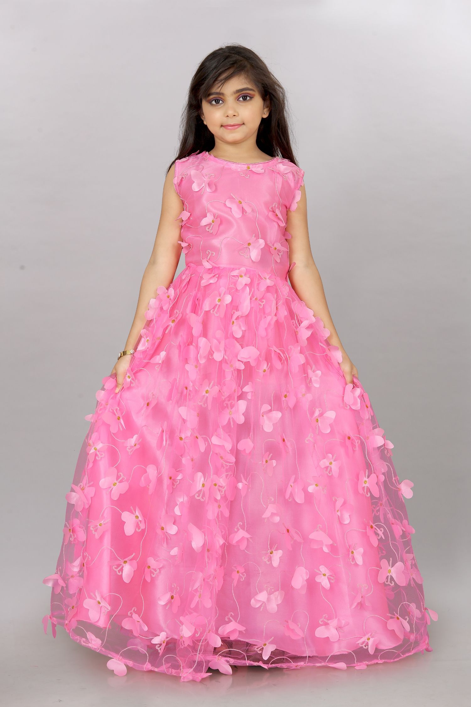     			JULEE - Pink Net Girls Gown ( Pack of 1 )