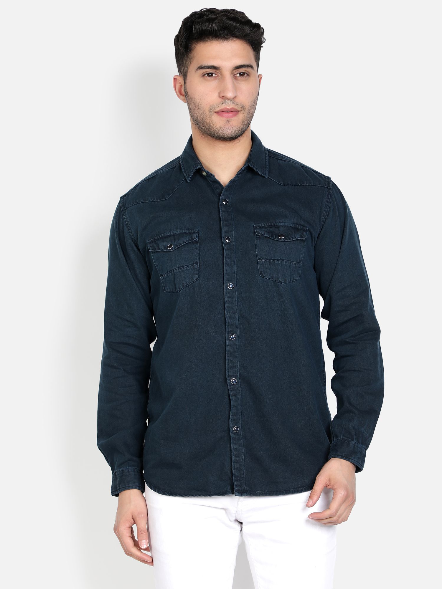     			Kuons Avenue - Blue Denim Slim Fit Men's Casual Shirt ( Pack of 1 )