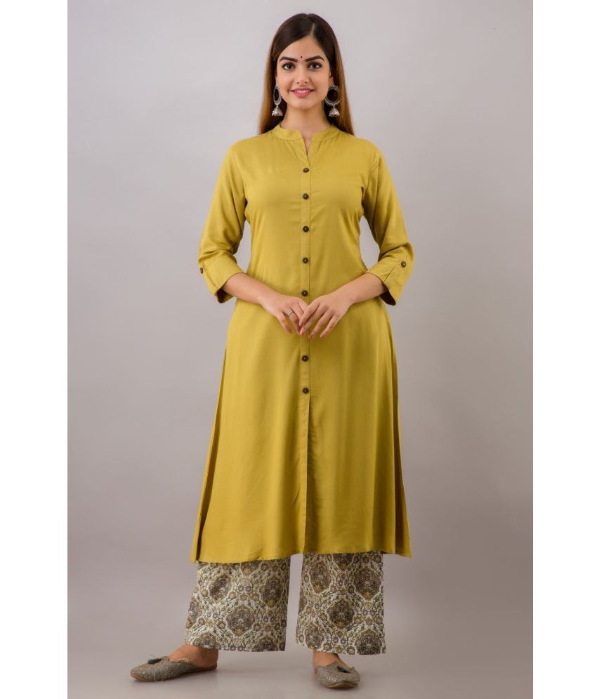     			MAUKA - Green Front Slit Rayon Women's Stitched Salwar Suit ( Pack of 1 )