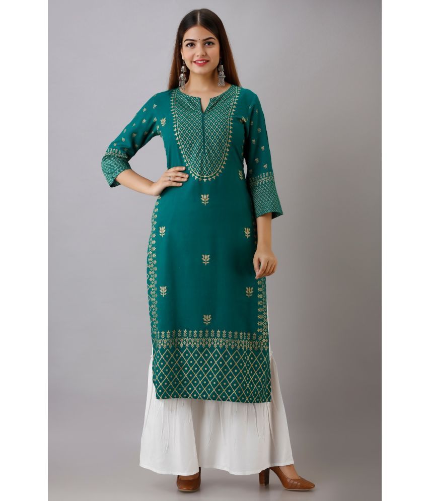     			MAUKA - Green Straight Rayon Women's Stitched Salwar Suit ( Pack of 1 )