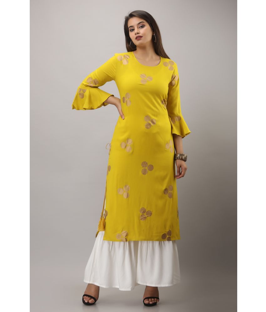     			MAUKA - Yellow Straight Rayon Women's Stitched Salwar Suit ( Pack of 1 )
